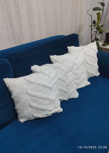 Bohem Beyaz Nakışlı Dekoratif Yastık Kılıfı - Görsel 3