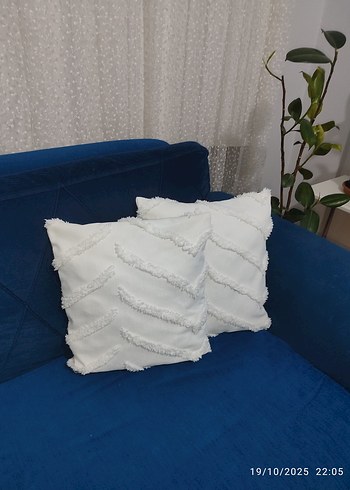 Bohem Beyaz Nakışlı Dekoratif Yastık Kılıfı - Görsel 2