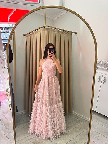 Pembe abiye elbise