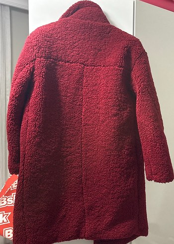 xs Beden Bershka koyu kırmızı yün Kaban