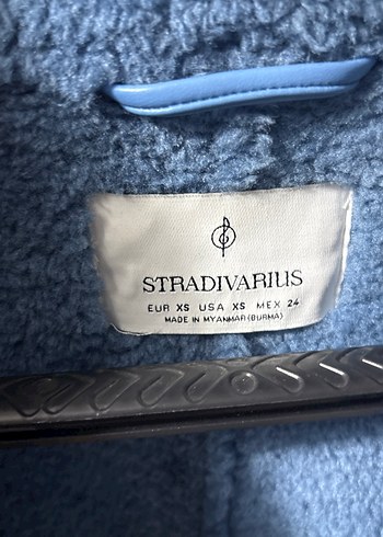 Stradivarius Stradivarius Mavi Süet Kürklü Kısa Ceket