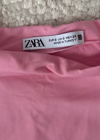 Zara Pembe Yüksek Yakalı Kısa Kollu tişört - Görsel 2