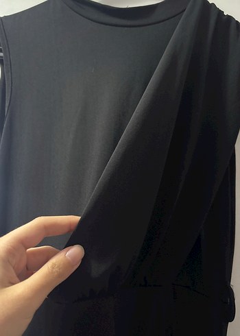 Siyah Drapeli Uzun Kadın Elbise - Görsel 3