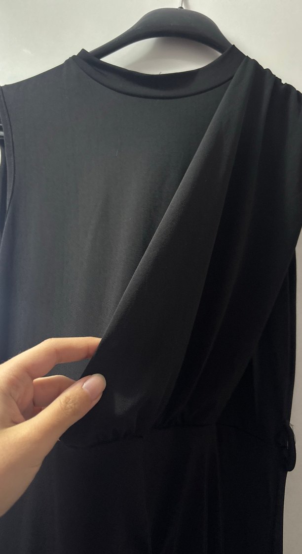 Siyah Drapeli Uzun Kadın Elbise - Görsel 3