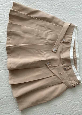 Bej Pilili Midi Mini Etek