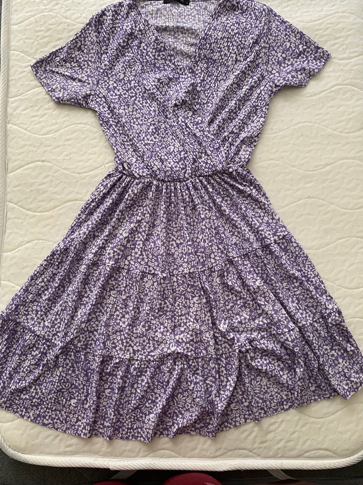 Bohem V Yaka Mor Midi Elbise - Görsel 2