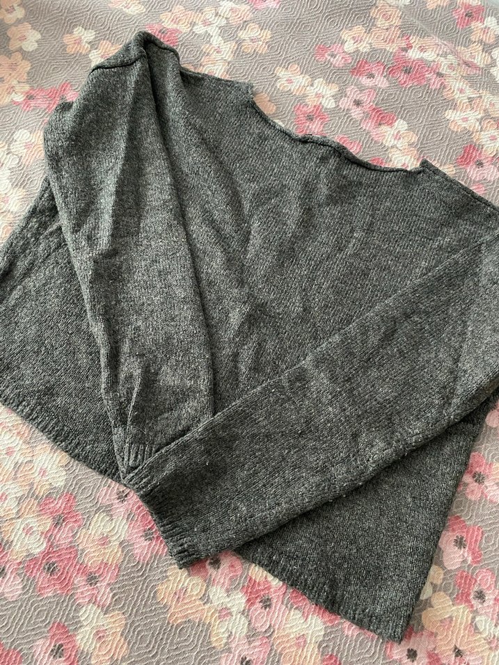 Gri Kadın Salaş Triko Kazak - Görsel 2