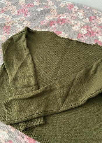 Kadın Haki Renk Örgü Uzun Kollu Kazak - Görsel 2