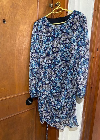 Uzun Kollu, V Yakalı  Midi Elbise - Görsel 2