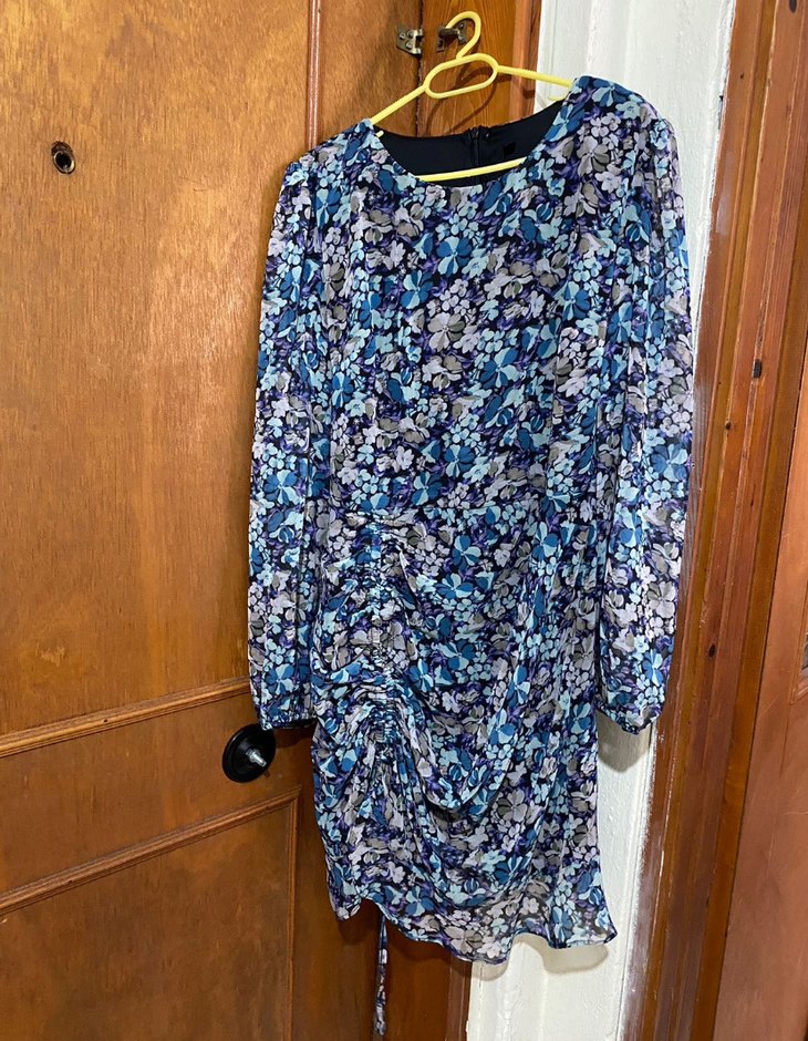 Uzun Kollu, V Yakalı  Midi Elbise - Görsel 2