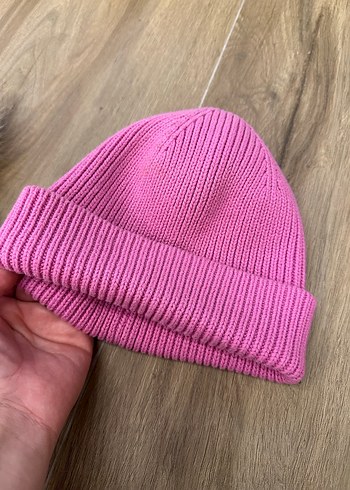 Kadın Pembe Örgü Yün Bere - Görsel 2