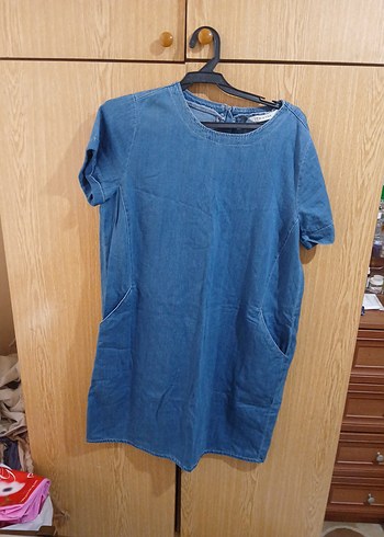 Kadın Mavi Denim Midi Elbise