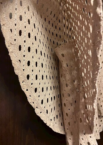 Bej Örgü Kadın Kısa Kollu buluz - Görsel 3