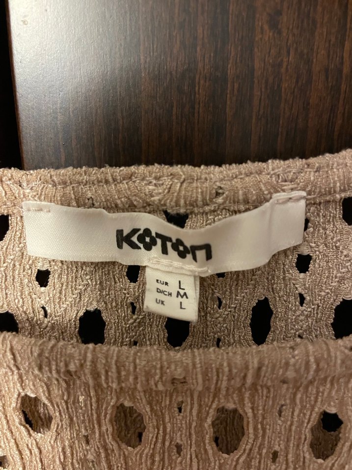 Bej Örgü Kadın Kısa Kollu buluz - Görsel 2