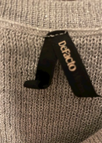 Gri V Yakalı Örgü Kadın Kazak - Görsel 2