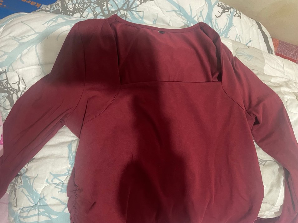 Bordo Uzun Kollu Kadın Bluz - Görsel 2