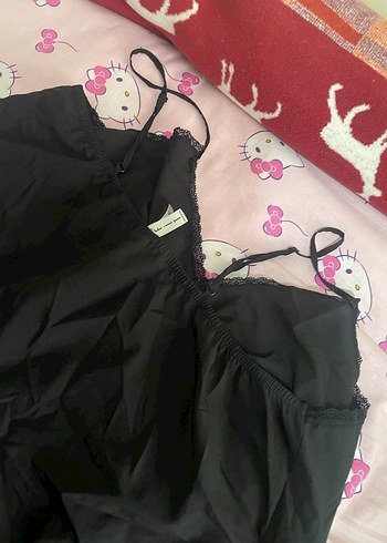 Siyah Askılı Midi Kadın Pijama Takımı gecelik takım - Görsel 7