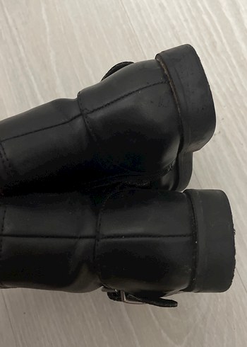 Kız Çocuk Siyah Deri Goth Botlar - Görsel 5