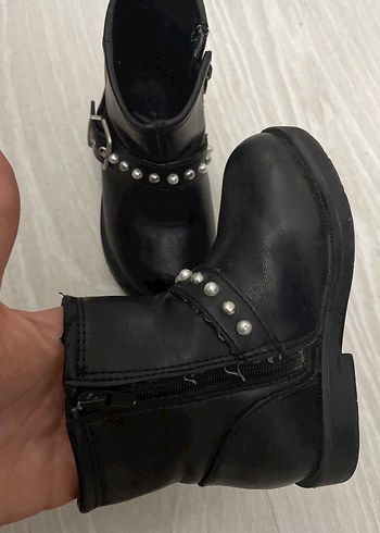 Kız Çocuk Siyah Deri Goth Botlar - Görsel 3