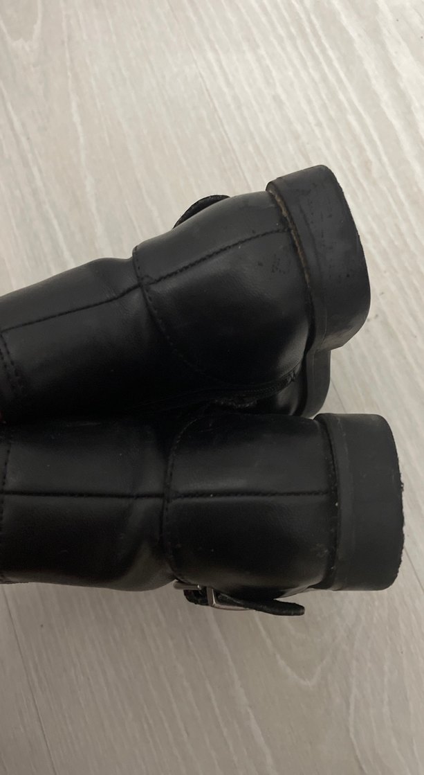 Kız Çocuk Siyah Deri Goth Botlar - Görsel 5