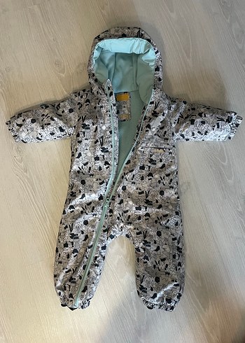 Gri Baskılı Fermuarlı Bebek Tulum Mont - Görsel 2