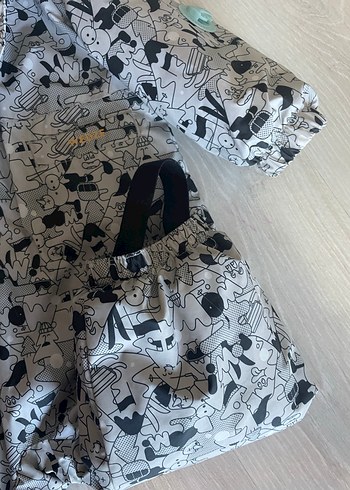 Gri Baskılı Fermuarlı Bebek Tulum Mont - Görsel 4