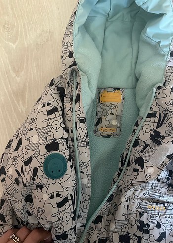 Gri Baskılı Fermuarlı Bebek Tulum Mont - Görsel 5