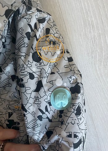 Gri Baskılı Fermuarlı Bebek Tulum Mont - Görsel 7