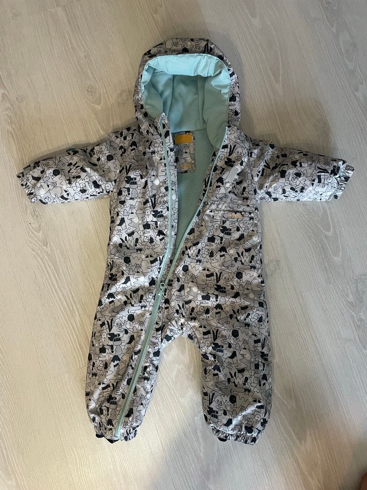 Gri Baskılı Fermuarlı Bebek Tulum Mont - Görsel 2