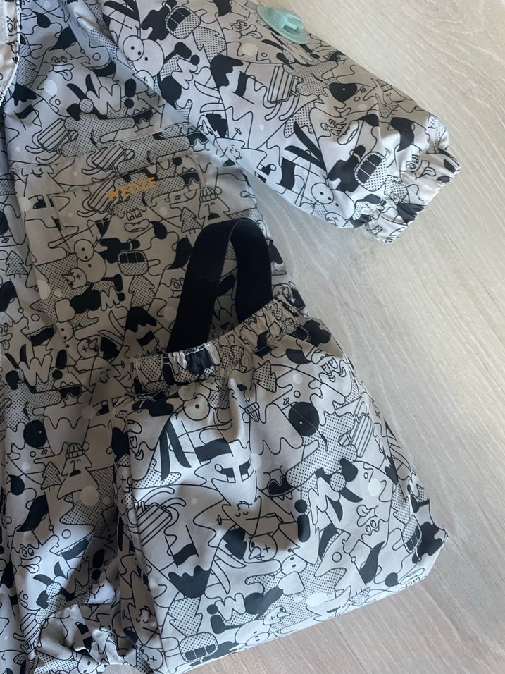 Gri Baskılı Fermuarlı Bebek Tulum Mont - Görsel 4