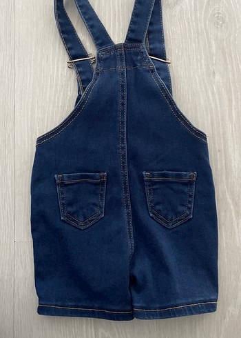 Kızlar için Koyu Mavi Denim Askılı Tulum - Görsel 6