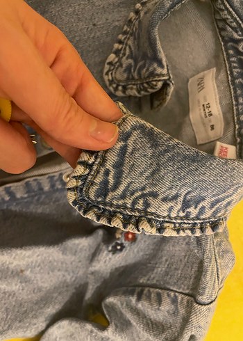 Düğmeli Gri Bebek Denim Ceket - Görsel 3