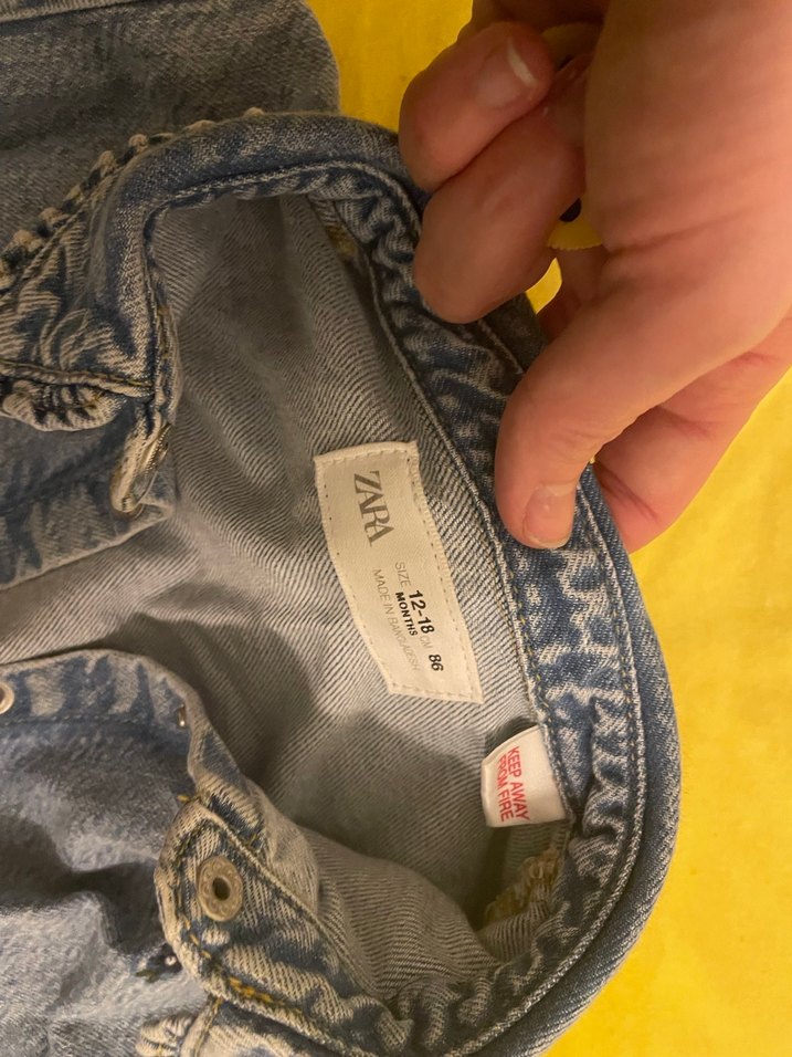 Düğmeli Gri Bebek Denim Ceket - Görsel 4