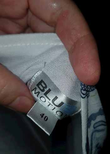 40 Beden mavi Renk Kadın Beyaz mavi Desenli kisa Elbise