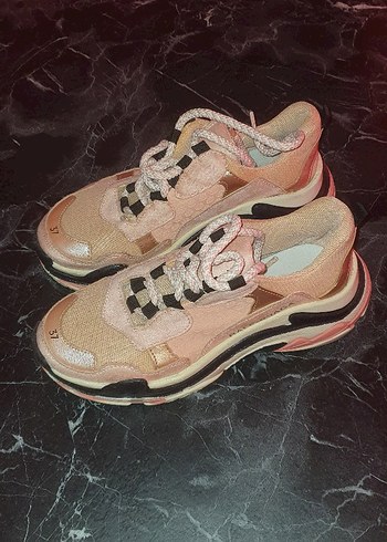 Balenciaga Pembe Yılan Desenli Bağcıklı Spor Ayakkabı