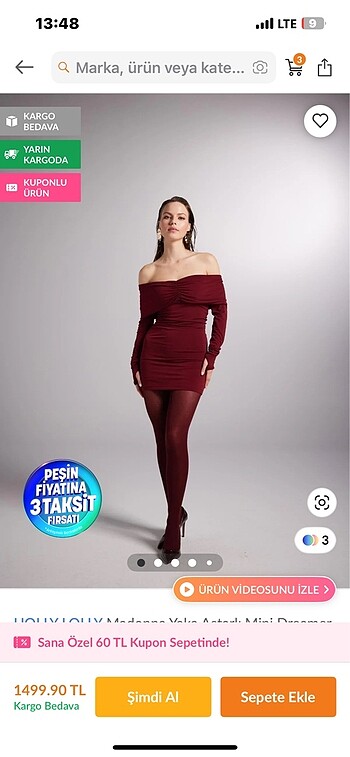 Holly lolly bordo mini elbise