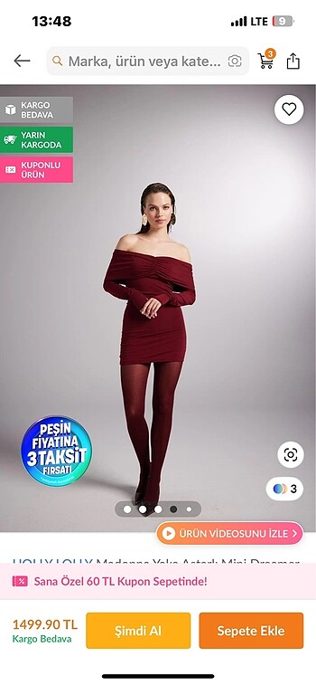 xs Beden Holly lolly bordo mini elbise