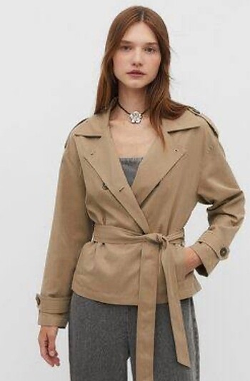 Stradivarius kısa kuşaklı trençkot