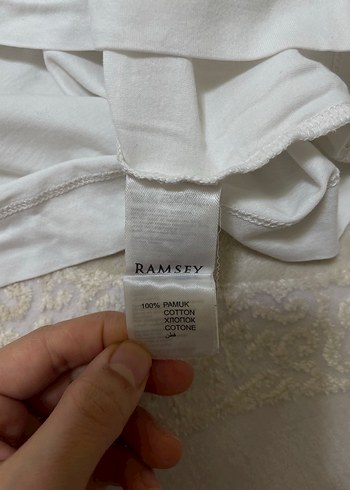 Ramsey Erkek Beyaz Keten Kısa Kollu Tişört - Görsel 5