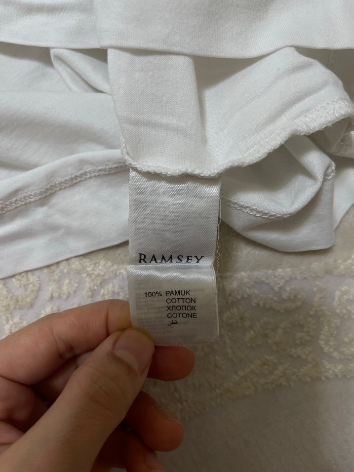 Ramsey Erkek Beyaz Keten Kısa Kollu Tişört - Görsel 5