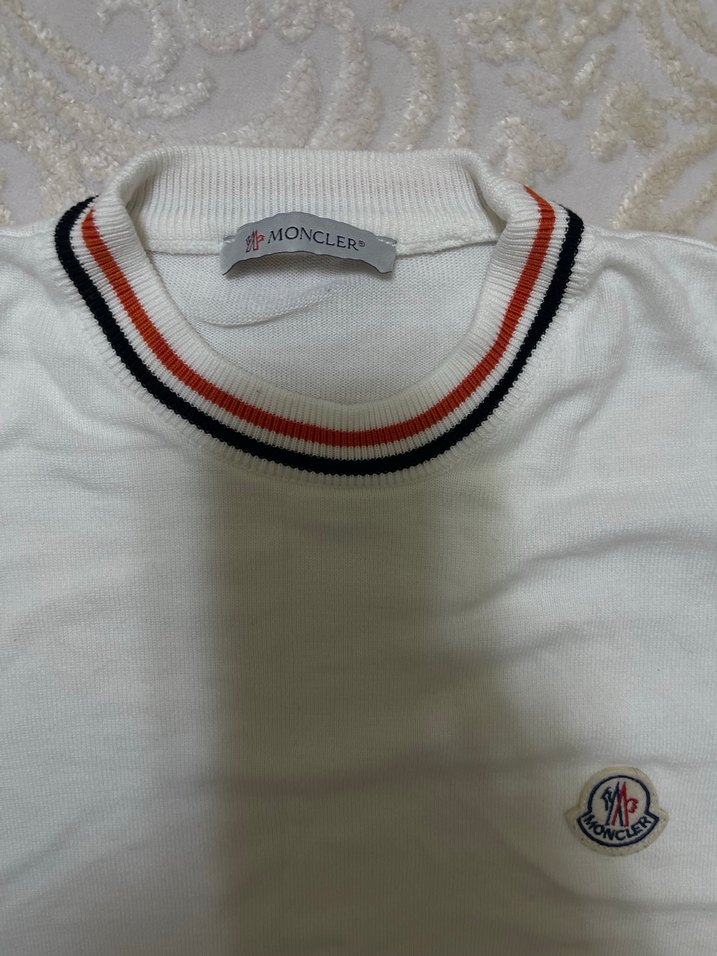 MONCLER Düğmeli Beyaz Pamuklu Erkek Tişört - Görsel 2