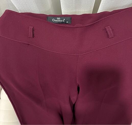 Diğer Bordo Geniş Paça Krep Pantolon