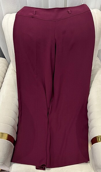 40 Beden Bordo Geniş Paça Krep Pantolon