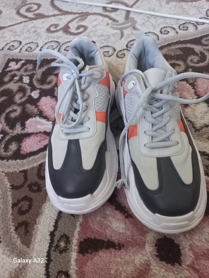 Gri Platform Topuklu Bağcıklı Kadın Spor Ayakkabı - Görsel 3