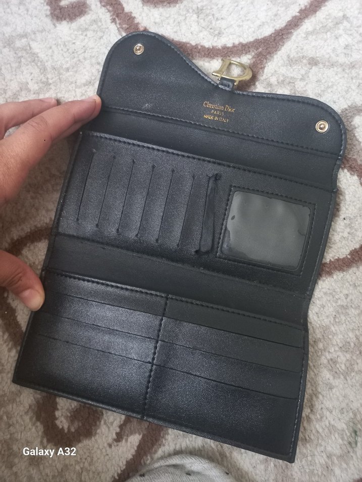 Gri Baskılı Tokalı Kadın Clutch Cüzdan - Görsel 2