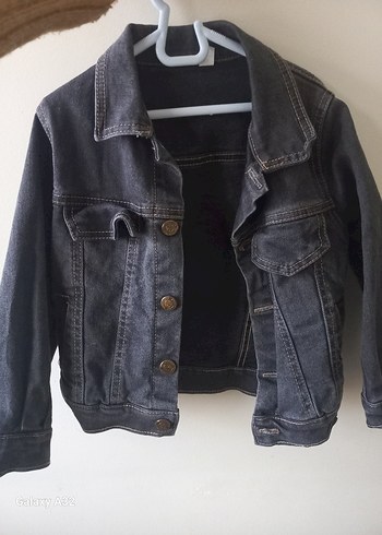 erkek Çocuk Gri Denim Düğmeli Ceket
