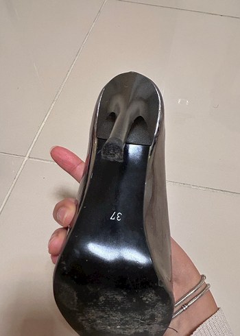 Gri Metalik İnce Topuklu Stiletto - Görsel 2