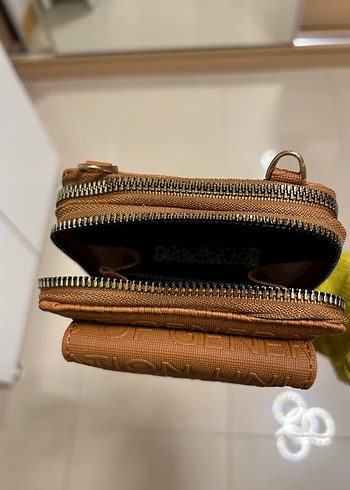 Fermuarlı Kahverengi Deri Kadın Çapraz Çanta - Görsel 2