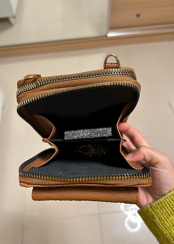 Fermuarlı Kahverengi Deri Kadın Çapraz Çanta - Görsel 3