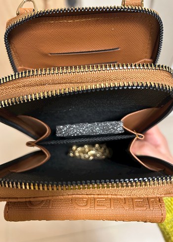 Fermuarlı Kahverengi Deri Kadın Çapraz Çanta - Görsel 5